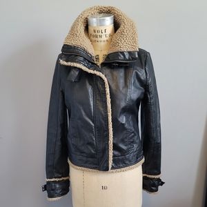 Faux Leather Sherpa Jacket